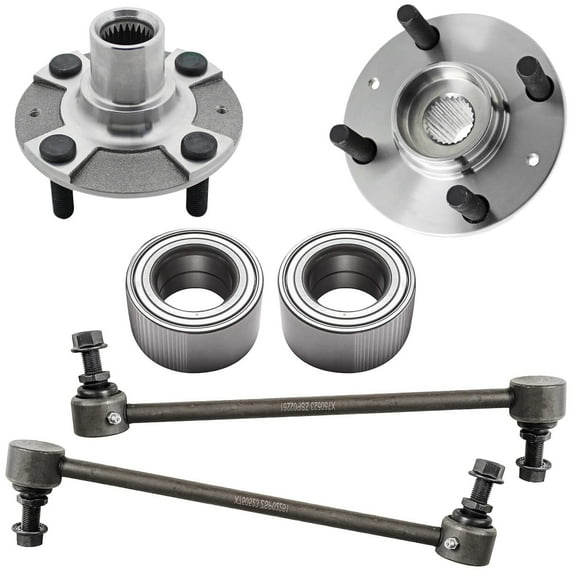 Detroit Axle - FWD Front Wheel Hub Bearings Kit for Hyundai 2012-2017 Accent, 2 Wheel Hub and Bearings Assembly 2 Wheel Bearings 2 Sway Bars End Links 2013 2014 2015 2016 Replacement