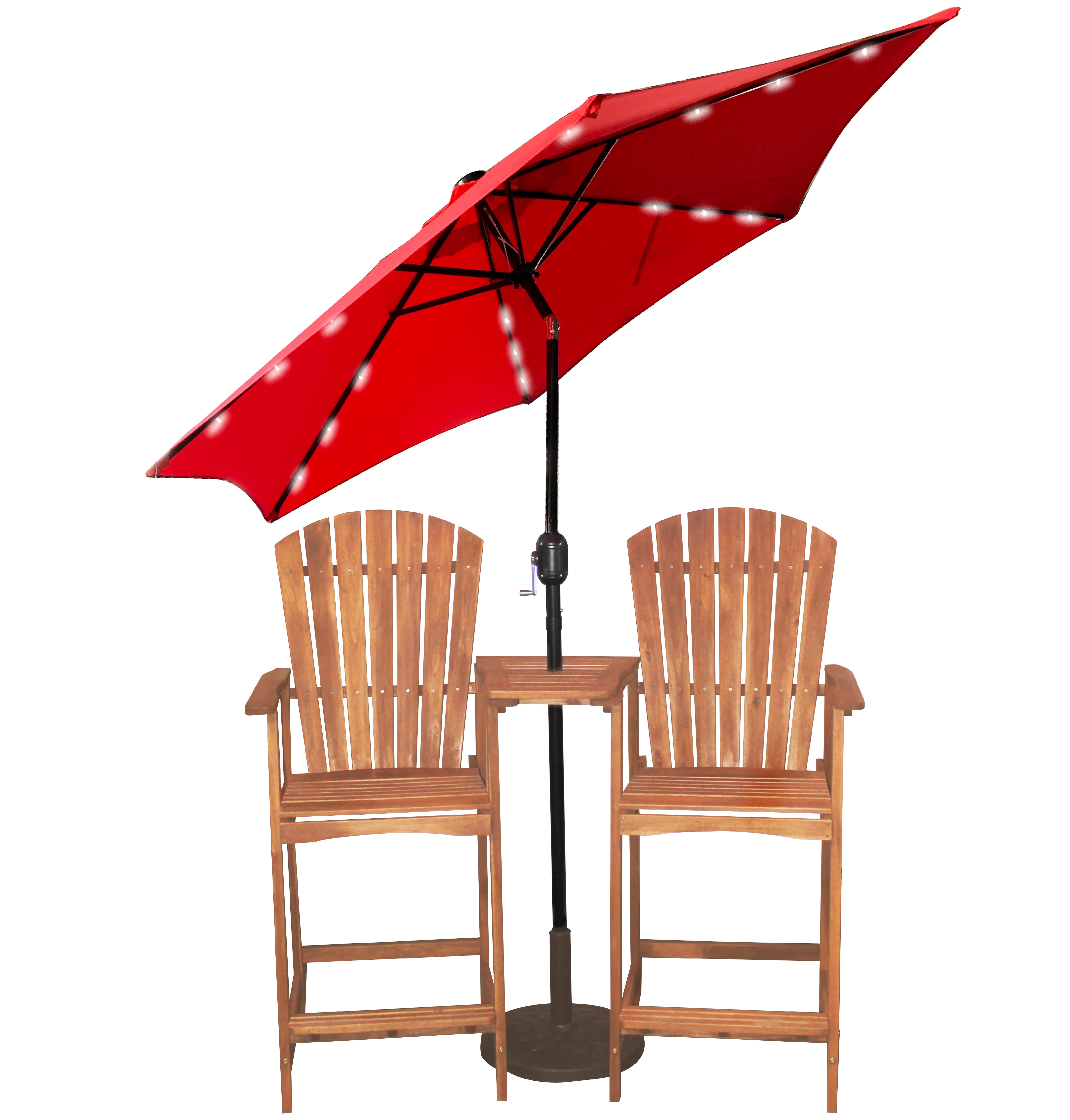 Leigh Country TX 94128 Red 9 Ft Diameter Adjustable Height Solar Powered LED Patio Umbrella