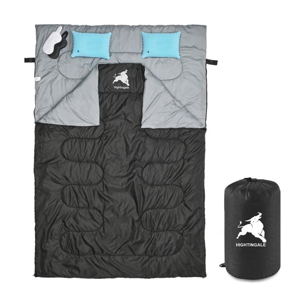 Double Bag,2 Person Sleeping Bag Lightweight Waterproof with 2 Pillows and 2 Eye Masks for Camping, Backpacking, or Hiking Outdoor for Adults or Teens Queen Size - Walmart.com