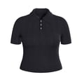 thumbnail image 1 of Blusa George para Mujer, con Cuello Tipo Polo, Botones en Pecho, Tela Rib, Manga Corta Negro Talla G, 1 of 4