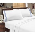 thumbnail image 1 of Greek Design Ultra Soft Egyptian Comfort Embroidery Sheet Set (Full, White & Blue), 1 of 1
