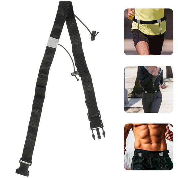 SWETRACE Night Running Belt with Storage for Race Number Plate 1Pcs Black 83X3Cm Elastic