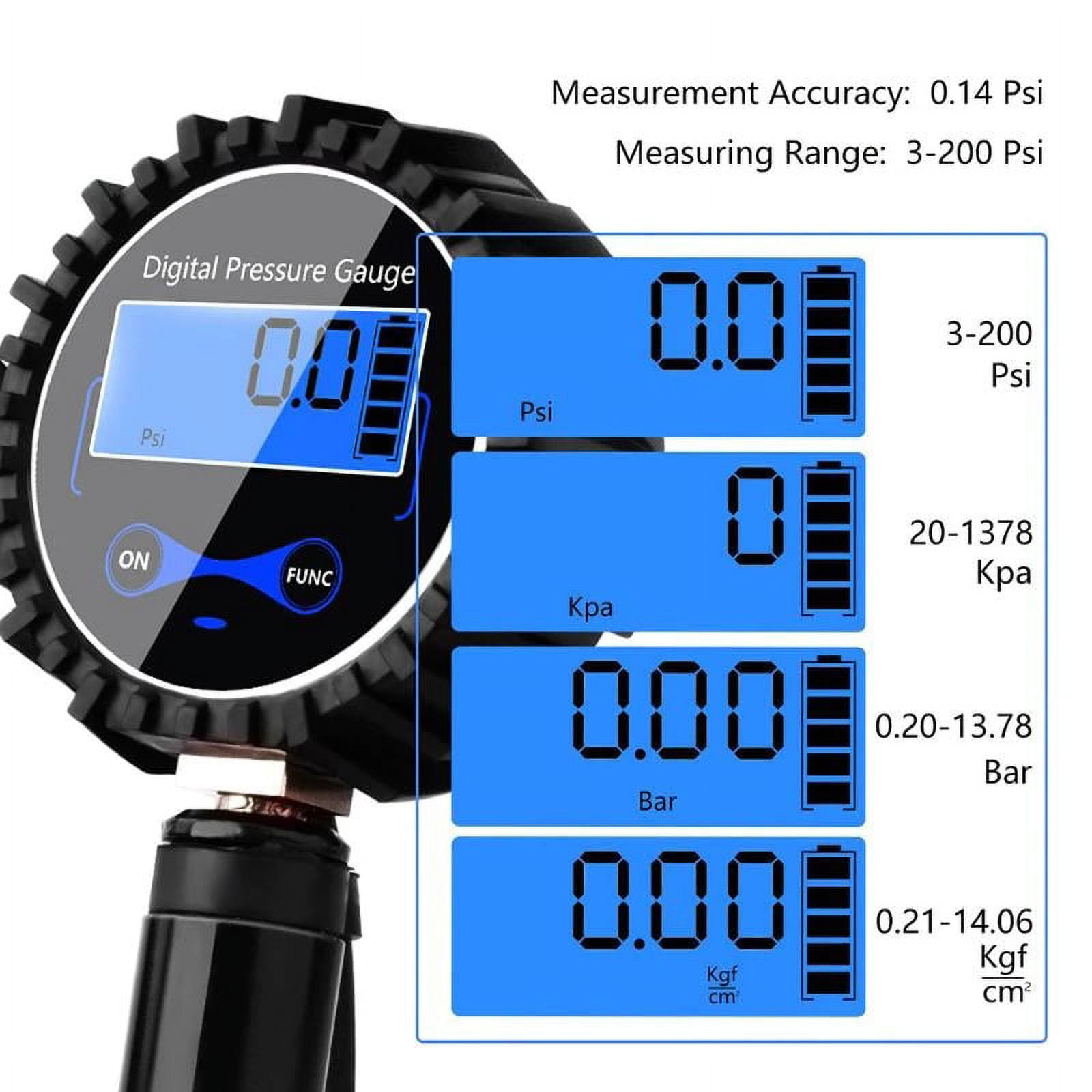 Digital Tire Inflator with Pressure Gauge 250 PSI Air Chuck for Truck/Car/Bike