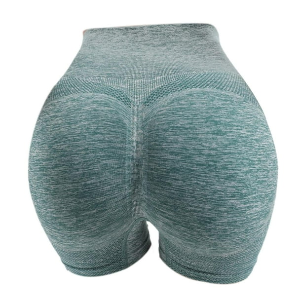Pantalones cortos deportivos sin costuras Leggings Hip Push up Pants Running Verde M