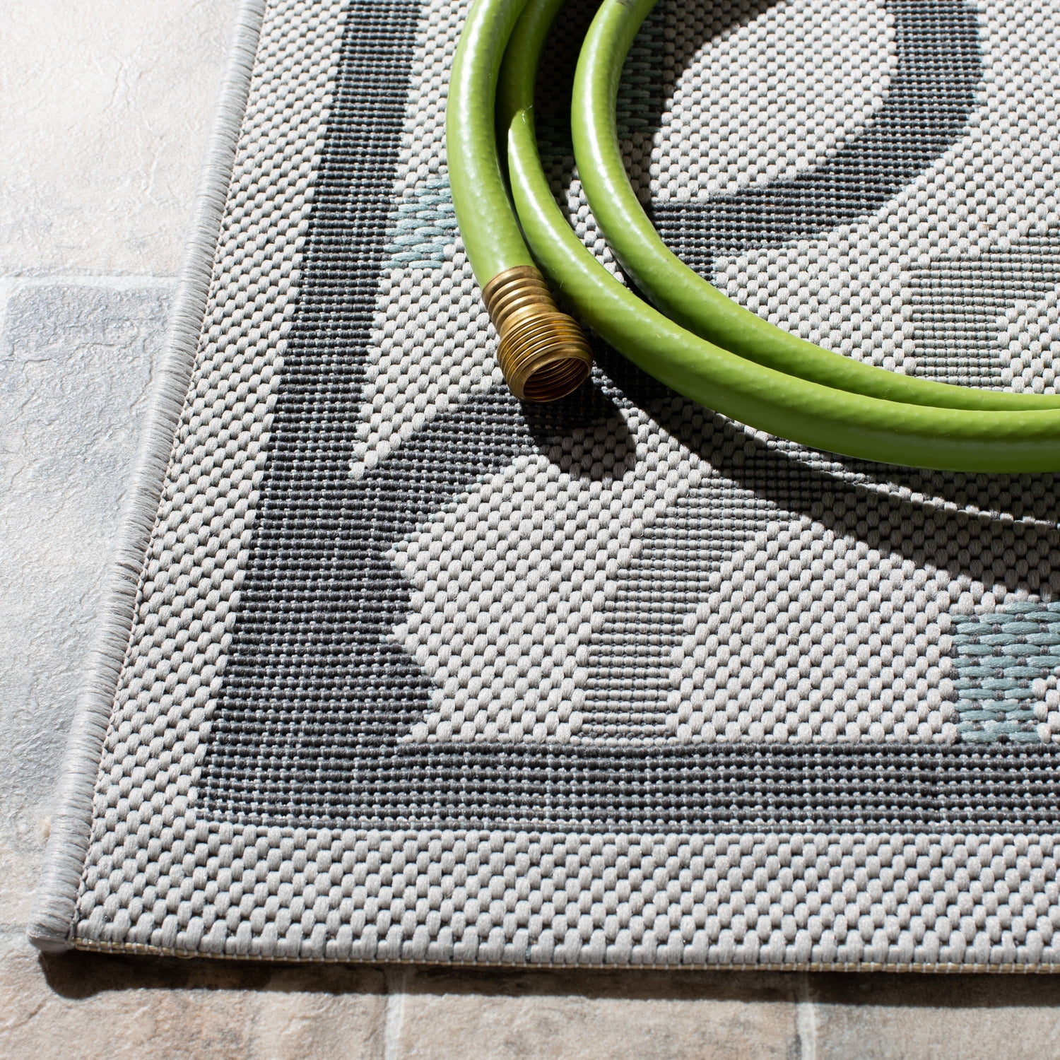 Safavieh Courtyard Bayon Geometric Indoor/Outdoor Area Rug, Light Gray/Anthracite, 8' x 11'