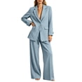 thumbnail image 6 of SAWOBUUN Women Suits 2 Piece Set Business Casual Dressy Oversized Blazer Jacket and Wide Leg Dress Pantsuits Formal Outfits, 6 of 7