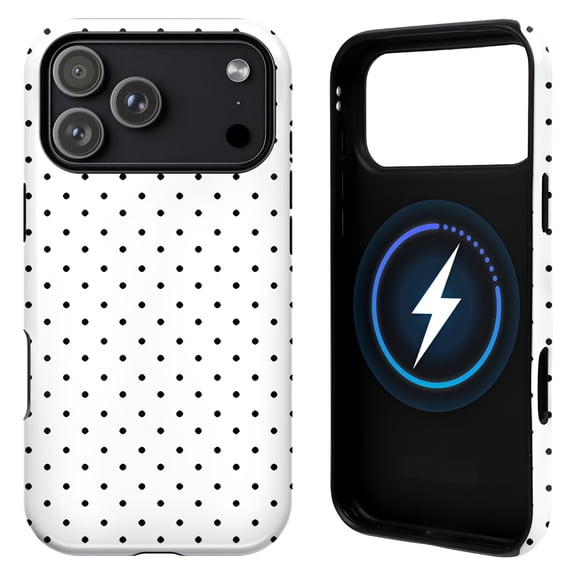 ArtCaseLab For iPhone 17 Pro Max Case, MagSafe Compatible Phone Case with Magnetic Ring, Black and White Polka Dot Print, Dual Layer Protective Cover