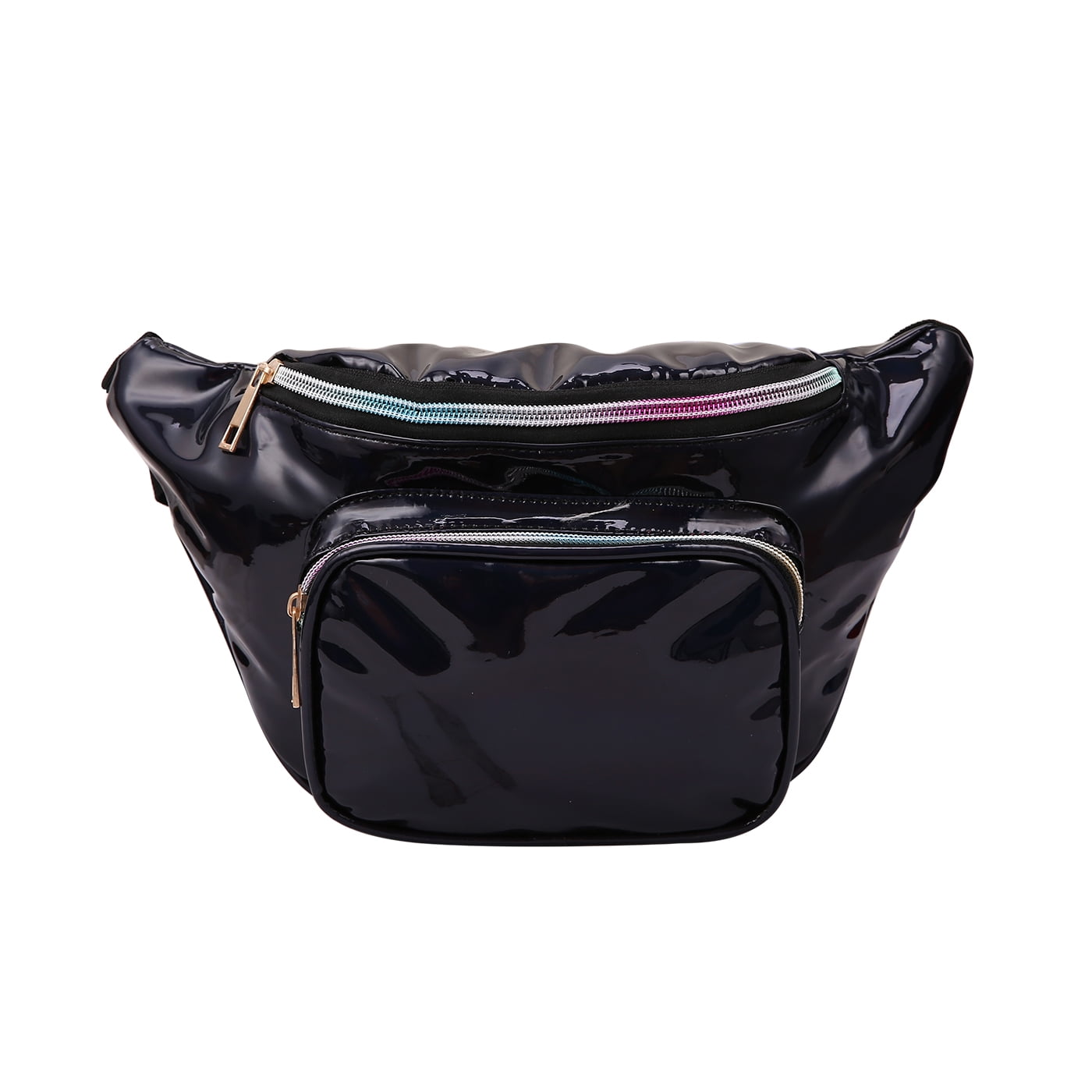 black holographic bum bag