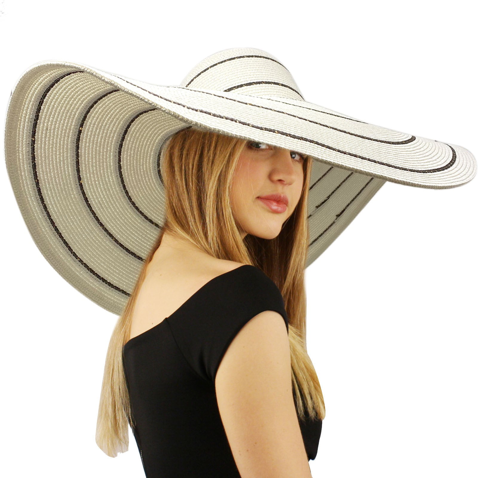 Boater Hat Women Summer Dress Hat Kentucky Derby Straw Hat BlingBling ...