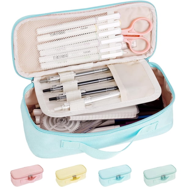 Estuche de gran capacidad para lápices, multifuncional, con compartimentos, para niñas y niños, para papelería, cosméticos, 2100 ml (negro).