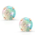 thumbnail image 2 of Gem Stone King 0.60 Ct Round Cabochon 6mm White Simulated Opal 10K Rose Gold Stud Earrings for Women Men, 2 of 4