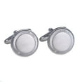 thumbnail image 1 of Bey-Berk International J147 Rhodium Plated Round Cufflinks in Satin Finish - Silver, 1 of 1