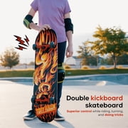 Tony Hawk Series 4 31 Pro Skateboard, Double Kickboard Skateboard with ABEC 5 Bearings, Flame Hawk