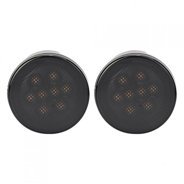 Luz de posición lateral Jadeshay par de luces LED de señal de giro para guardabarros Negro para Jeep Wrangler JK JKU 2007-2018