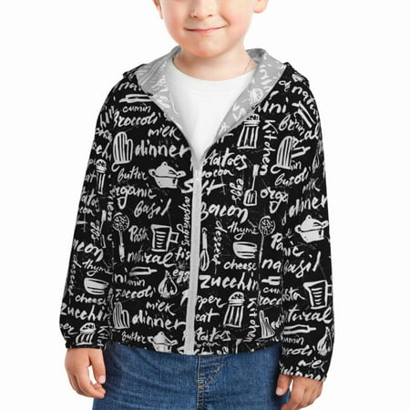 

Lukts Pasta Bacon Print Children s Long-Sleeved Sun Protection Clothing Hooded Sweatshirts for Boys and Girls Outdoor Sports-3 Years