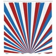 thumbnail image 3 of Stripes Shower Curtain, Vintage Circus Sunshine Inspired Retro USA Flag Color Combination Rays, Fabric Bathroom Set with Hooks, 69W X 75L Inches Long, Blue Vermilion White, by Ambesonne, 3 of 3