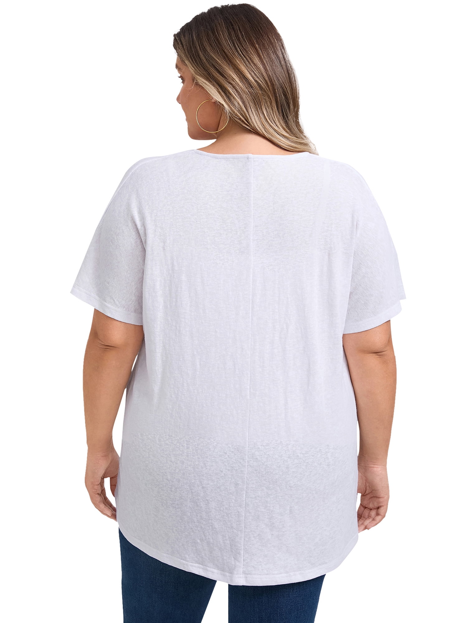 DARING DIVA Women's Plus Open Front Loose Fit Knit Curved Hem Cardigan 1X White
