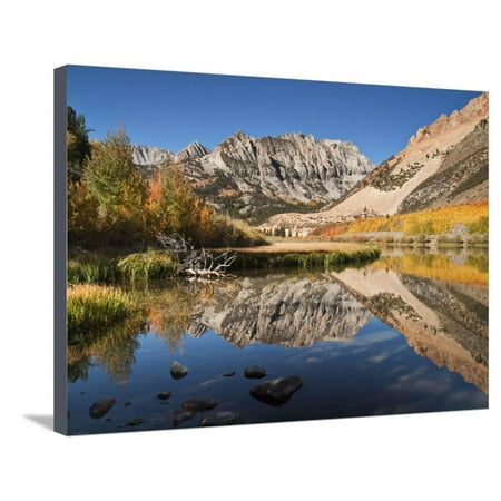 USA, California, Eastern Sierra. Fall Color Reflected in North Lake Stretched Canvas Print Wall Art By Ann