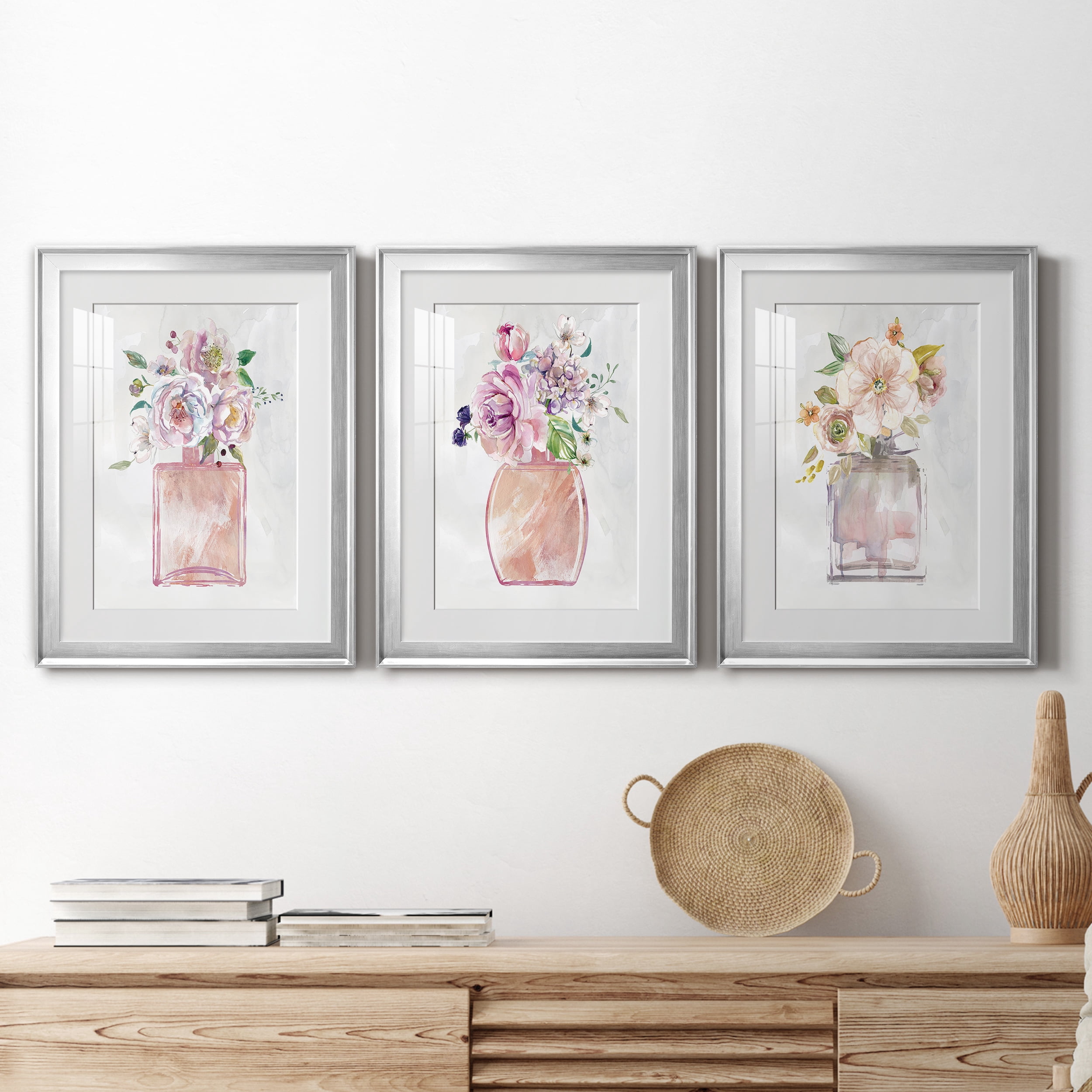 Fragrance of Summer I Premium Framed Prints Set of 3 - Ready to Hang - 22 x 30 Each - Silver Frame