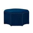 thumbnail image 3 of Nicole Miller Cocktail Ottoman Zaid Velvet Upholstered Octagon Single Tufted Nailhead Trim Navy/Chrome, 3 of 10