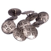 Mibo 10pcs Zinc Die Cast Metal Shank Button - Scandinavian Leaf Pattern - 30L(19mm) - Antique Silver