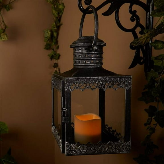 Pebble Lane  12 in. Eva LED Candle Lantern - Antique Pewter
