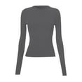 thumbnail image 6 of ManxiVoo Women's Long Sleeved Round Neck Slim Bottom Sweater Basic Clothing For Outdoor Wear Sports Top Comfort Stretch Flexible Fit S Size Grey, 6 of 6