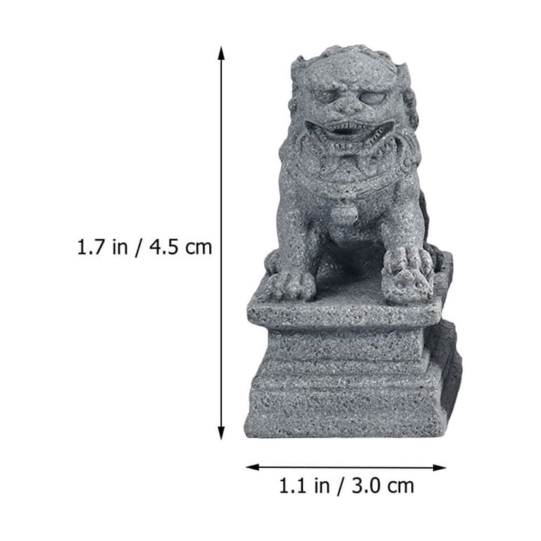 2-Pack Resin Lion Figurines – Chinese Feng Shui Wealth Statues For Aquariums & Decor