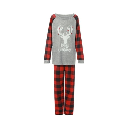 

ZQC Christmas Pajamas Matching Family Casual Deer Tops + Plaid Pants
