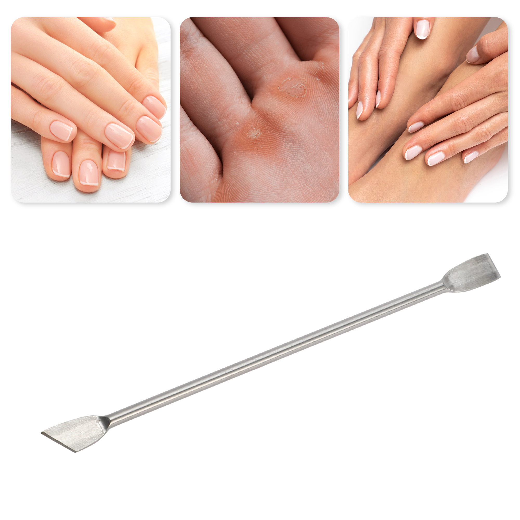 Unique Bargains Multi-function Double-side Cuticle Pusher 4.72 Length Silver Tone 1 Pc