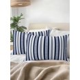 thumbnail image 2 of Outdoor Pillows Waterproof, Navy Blue Striped Throw Pillows with Inserts Included, Farmhouse Stripes Modern Geometric Indoor Outdoor Decorative Lumbar Pillow for Bed/Couch/Patio 12"x20", 2Pcs, 2 of 8