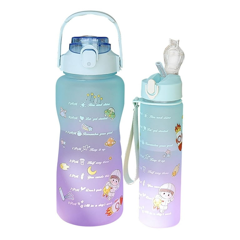 Cute Kids Water Bottles with Straw Cute Water Leak Proof Bottles Portable Leakproof Water Jug Plastic Fruit Juice Travel Water Bottle for Kids/Girl/