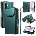 thumbnail image 3 of ELEHOLD Wallet Case for Samsung Galaxy A36 5G, Luxury PU Leather Shockproof Magnetic Flip Kickstand Card Slots Cash Pocket Wallet Case With Detachable Lanyard, Green, 3 of 11