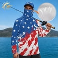 thumbnail image 3 of SEANATIVE Long Sleeve Fishing Hoodie for Men UV Protection Tops Breathable Lightweight Athletic Shirt Outdoor Sport Apparel for 4th of July, S, American Flag Splatter Print, 3 of 7