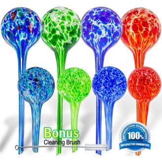LGL Self Watering Globes - 4 Pack Hand-Blown Glass Plant Watering Bulbs For Indoor & Outdoor Plants