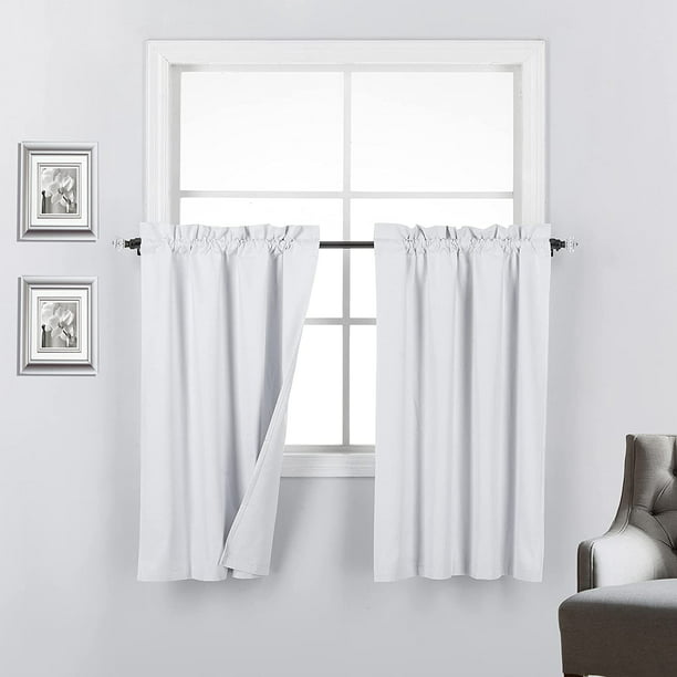 Short Window Curtains Tiers For Kitchen, 36 Length Blackout Curtains