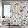 thumbnail image 3 of Colorful Wild Plants Shower Curtain,Vintage Mushroom Plant Shower Curtains Sets for Bathroom,Minimalist Art Bath Curtain,Waterproof Fabric with 12 Hooks 72x72 Inches, 3 of 6