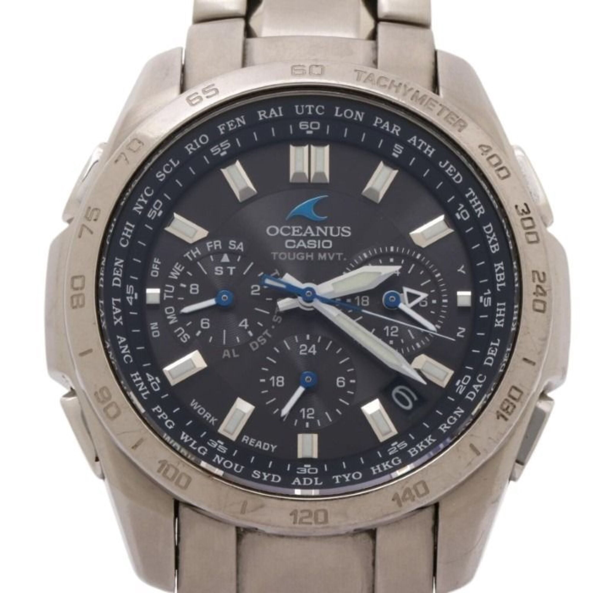 Pre-Owned CASIO Oceanus OCW-T600-1AJF Black Silver Titanium Men