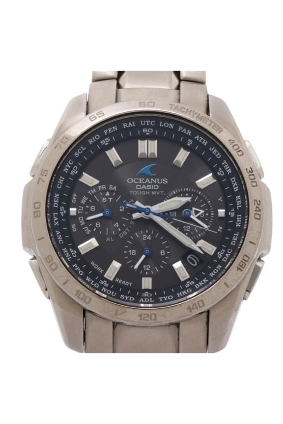 Pre-Owned CASIO Oceanus OCW-T600-1AJF Black Silver Titanium Men's Analog Watch