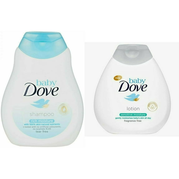 Baby Dove Set Baby Shampoo Wash & Baby Lotion Rich Moisture Tear Free Hypoallergenic Formula 200 ml