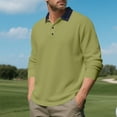 thumbnail image 4 of Dagugfen Golf Shirts for Men Button Lapel V Neck Ruched 3/4 Sleeve Loose Lightweight Casual Work Tops, 4 of 9