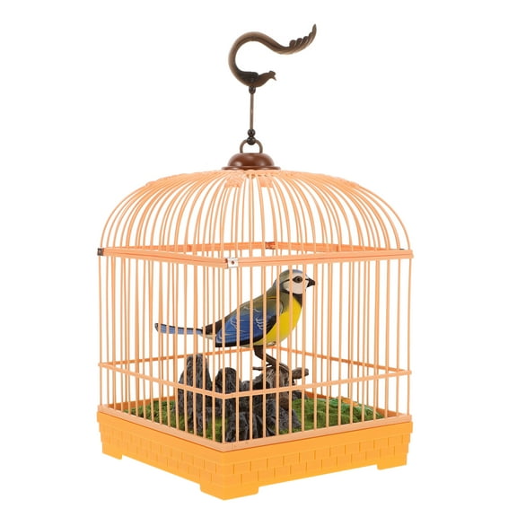Realistic Singing Chirping Bird in Cage with Sound Activated Movements and Battery Operated Toy Pet