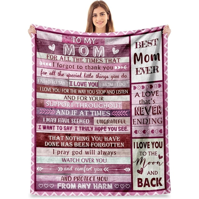 LHSHID Gifts for Mom Gifts Blanket for Mother's Day from Daughters Son Mom Birthday Best Mom Ever Gifts Throw Blankets 50"x60"