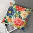 thumbnail image 7 of Waterproof Outdoor Colorful Flowers Throw Pillow Covers  Decorative Orange Floral Print Pillow Cases for Sofa Couch Square Garden Patio Funiture Bench, Blue, 7 of 7