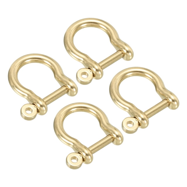 Unique Bargains D-Ring Shackle, 4 Pack 15mm Inner Width Solid Brass Screw Hook Small Bow Shackles