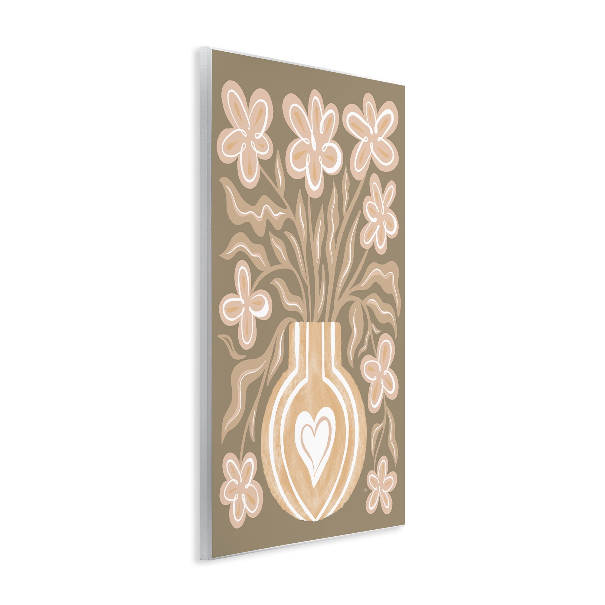 Stupell Industries Pink Retro Flower Vase Floral & Botanical Painting Unframed Art Print Wall Art, 13 x 19
