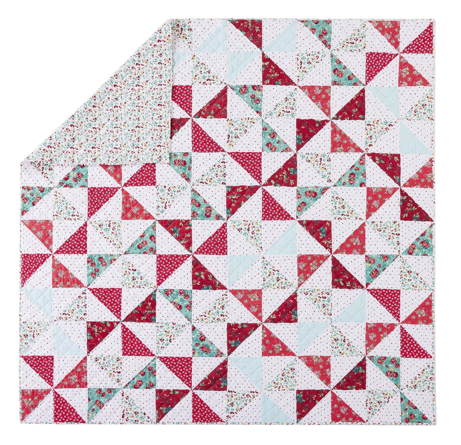 The Pioneer Woman Holiday Multi-Color Cotton Pinwheel 3-Piece King Quilt Set
