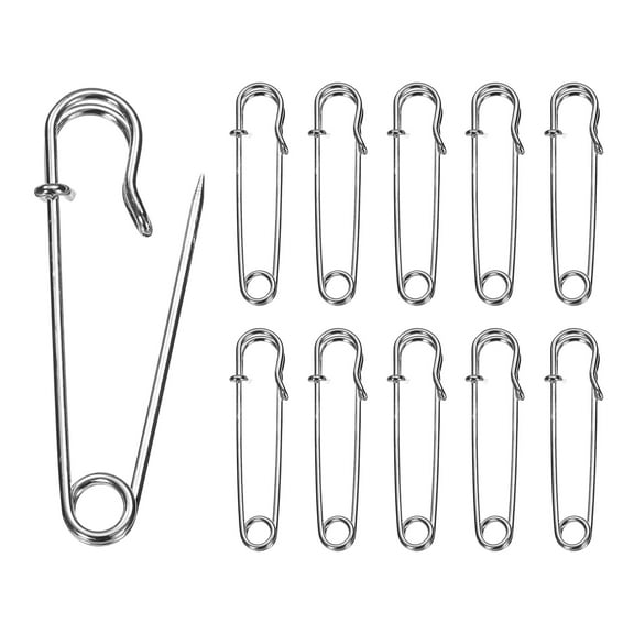 Uxcell 20pcs Safety Pins 1.5 Inch (38mm) Electroplated Steel Large Safety Pin Heavy Duty Sewing Safety Pins Bulk for Clothes Sewing Arts DIY Crafts, Silver Tone