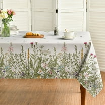 Spring Summer Tablecloth 60x84 Inch Rectangular, Wild Flowers Floral Table Cover for Party Picnic Dinner Decor