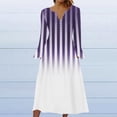 thumbnail image 2 of ameIAEA Women Long Bell Sleeve Dress Button Up V Neck A-Line Printed Long Dress with Pockets, 2 of 5